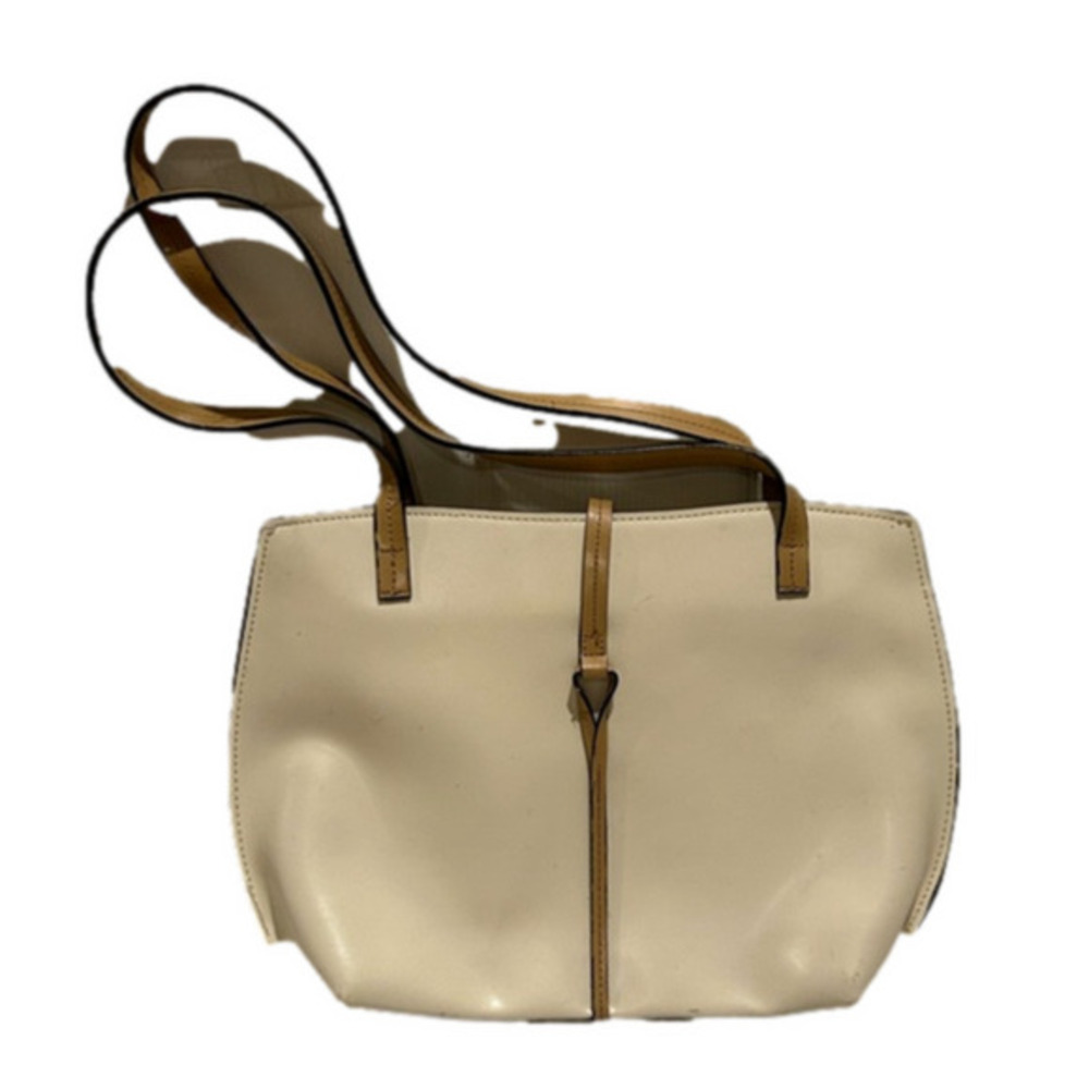 New Cream Leather with Tan Shoulder Straps Shoulder/Hand Bag